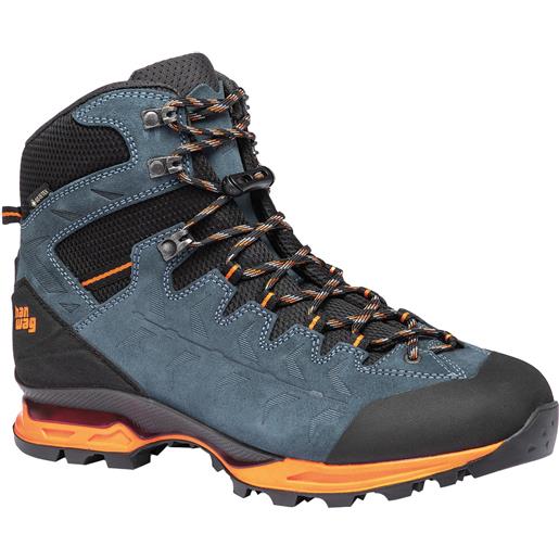 Hanwag - scarpe da trekking - makra trek gtx steel/orange per uomo in pelle - taglia 7,5 uk, 8 uk, 8,5 uk, 9 uk, 9,5 uk, 10 uk, 10,5 uk, 11 uk - grigio