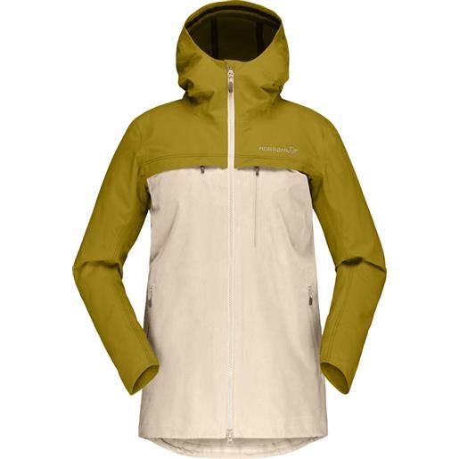 Norrona - giacca da escursionismo - svalbard cotton jacket w's golden palm/ecru per donne - taglia xs, s, l - verde