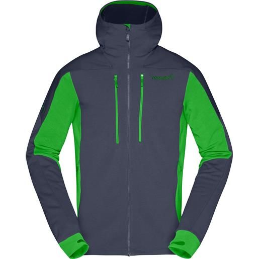 Norrona - giacca di pile tecnica - trollveggen powerstretch pro zip hood m's cool black/classic green per uomo - taglia s, m, l, xl - nero