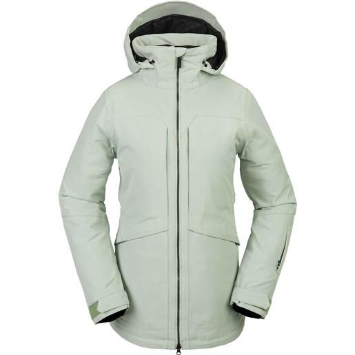 Volcom - giacca lunga da snowboard - shelter 3d stretch jacket sage frost per donne in pelle - taglia xs, s, m - verde