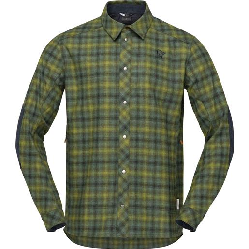 Norrona - camicia tecnica in lana - tamok wool shirt m's rosin per uomo in nylon - taglia s, m, l, xl - verde