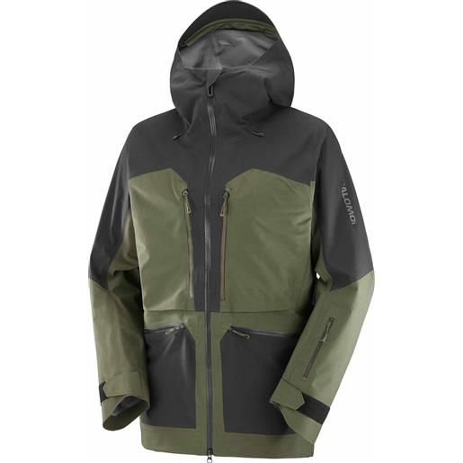 Salomon - giacca impermeabile e traspirante - qst gore-tex pro jacket m olive night/deep black per uomo - taglia l - nero