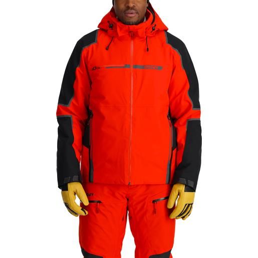 Spyder - giacca isolante da sci - titan jacket volcano per uomo in pelle - taglia s, m, l - rosso