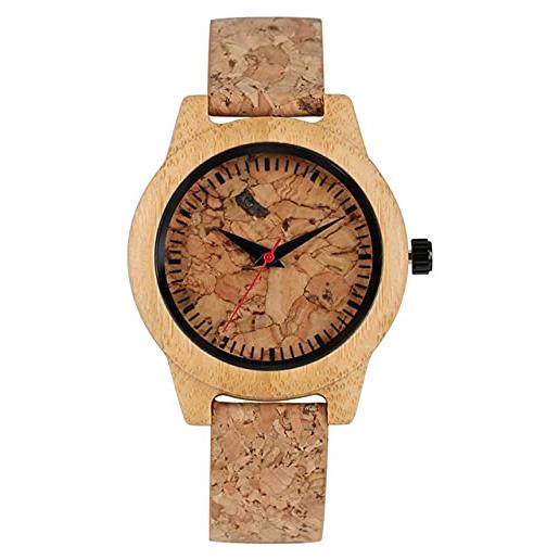 CAIDAI&YL orologio da polso in sughero in legno orologi da donna unici orologi naturali regali, orologio in legno da donna