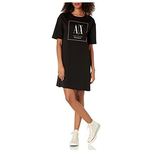 Armani Exchange armani-maglietta a maniche corte con mini abito vestito casual, nero, m donna