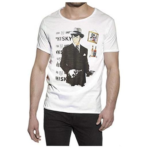 street t-shirt stampa joker suicide 18-107-2 urban slub men uomo cotone 100% mod. Tsuaslb (s/m - cm 54 - cm 72, bianco/white)