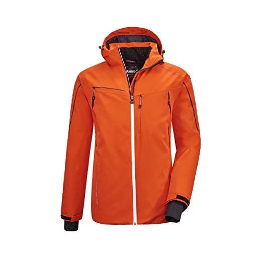 Killtec kuopio mn ski jckt e, giacca funzionale con cappuccio rimovibile e paraneve uomo, colore: arancione, s