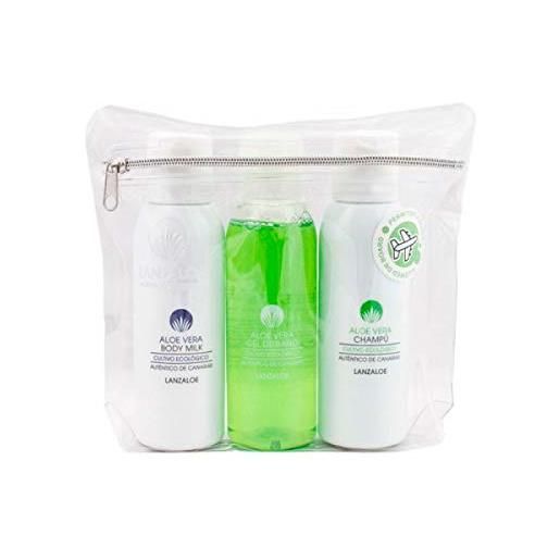 Lanzaloe travel set aqua (shampoo, bagnoschiuma, body milk) 250 g