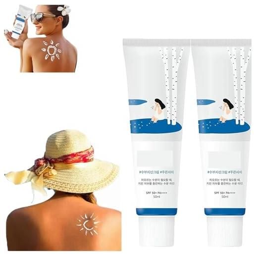 Pelinuar korean sunscreen, birch-juice moisturizing sunscreen spf50+ pa++++, moisturizing sun cream, strong uv protection, moisturizing essence type, skin care waterproof (2 pcs)