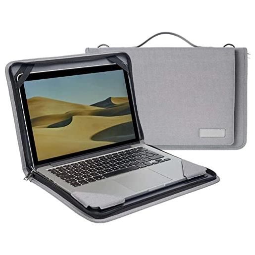 Broonel borsa per computer portatile in pelle grigia - compatibile con microsoft 14.4 surface laptop studio