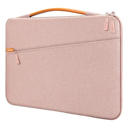 JETech custodia laptop per 14 pollici mac. Book pro m3 / m2 / m1 a2779 a2442, impermeabile custodia borsa con maniglia e tasca portatili, compatibile con 14 pollici notebook (oro rosa)