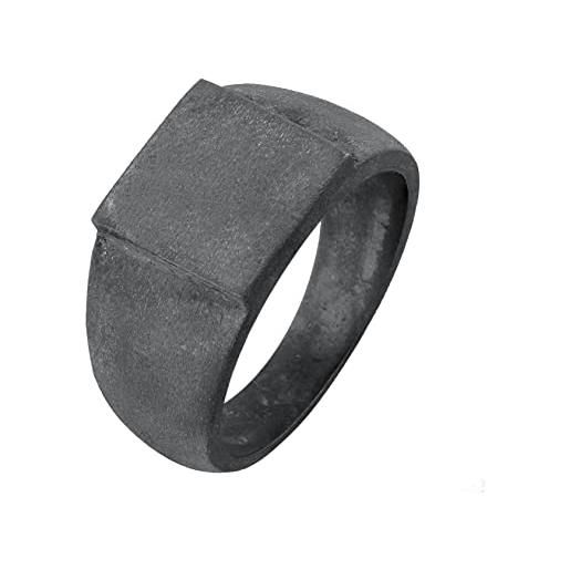 Kuzzoi anello da uomo con sigillo ossidato, anello a fascia massiccio (11 mm) in argento sterling 925, robusto gioiello da motociclista con superficie rettangolare