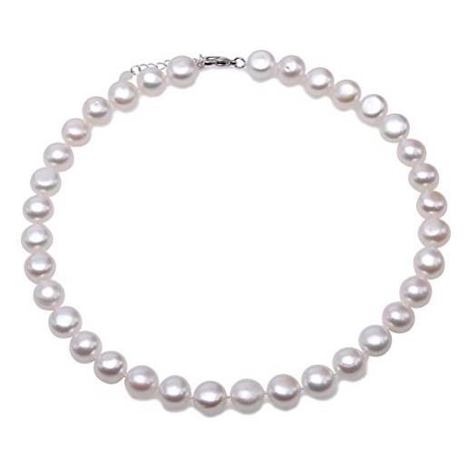 JYX Pearl jyx - collana con perle da donna, 11,5 mm, colore: bianco naturale, coltivate d'acqua dolce, 43,2 cm e lega, colore: bianco, cod. Lbp002-1