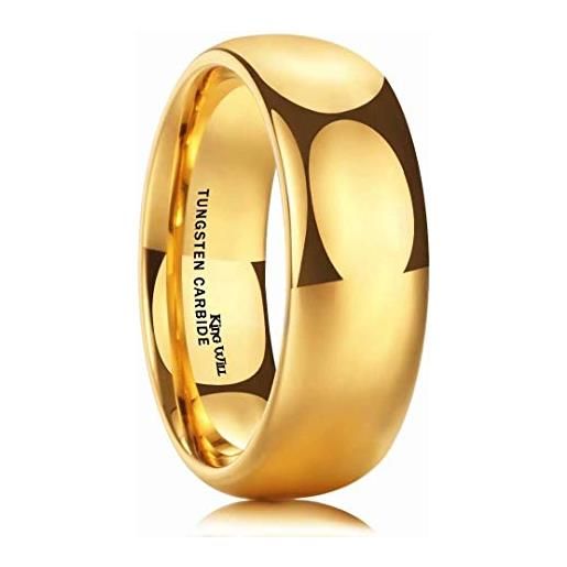 King Will glory anello da uomo in carburo di tungsteno placcato oro bombato finitura lucida, z+3(72.3mm), tungsteno, senza pietre preziose