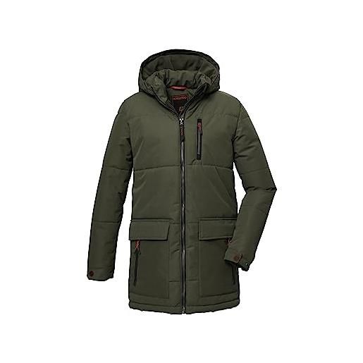 Killtec ragazzi il parka trapuntato con cappuccio/giacca invernale è idrorepellente kow 135 bys qltd prk, dark olive, 164, 39877-000