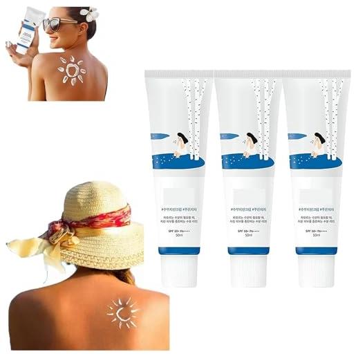 Pelinuar korean sunscreen, birch-juice moisturizing sunscreen spf50+ pa++++, moisturizing sun cream, strong uv protection, moisturizing essence type, skin care waterproof (3 pcs)