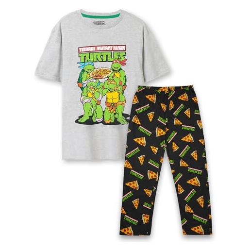 Teenage Mutant Ninja Turtles pigiama uomo | adulti grigio distressed pizza party graphic tee & all over stampa gamba lunga pantaloni pjs | tmnt classic nostalgico cartone animato merchandise regalo