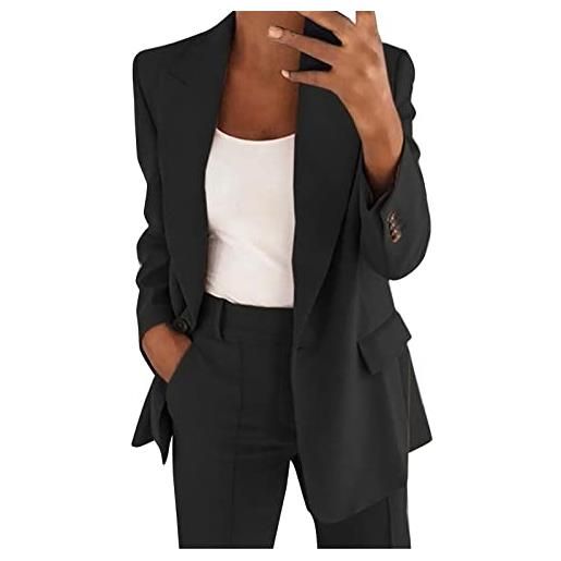 MGSFGlk tailleur pantalone da donna pantaloni e giacca tuta cerimonia curvy completo donna elegante taglie forti tinta unita completa blazer ufficio e lavoro set due pezzi a maniche lunghe aperto davanti