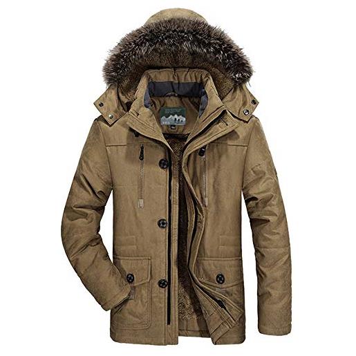 FANSU grande piumino da uomo leggero inverno plus size caldo cappotto, giacca con cappuccio cappotto invernale per adulti all'aperto casuale, facile manutenzione (cachi, xl)