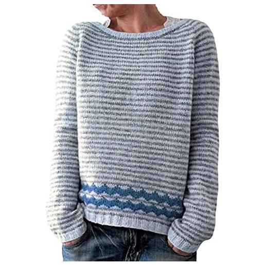 Yokbeer maglione da donna casual a blocchi di colore a maniche lunghe con scollo a lupetto, tunica a righe pullover lavorato a maglia (color: stripes, size: xl)