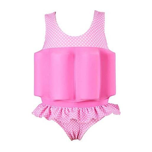 OBEEII costume da bagno galleggiante per ragazze ragazzi, regolabile tuta costumii da bagno protezione solare con galleggiabilità regolabile rosa 18-24mesi