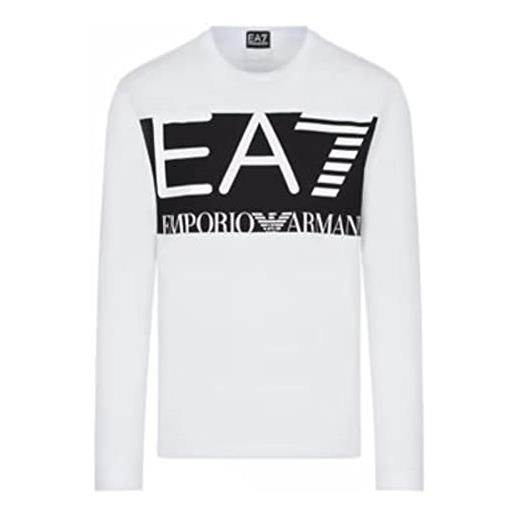 Emporio Armani ea7 ea7 t-shirt a manica lunga bianca. Logo a contrasto nella parte anteriore. T-shirt a girocollo. Bianco