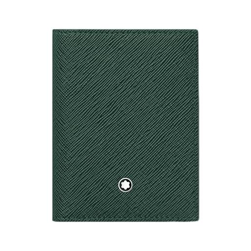 Montblanc sartorial 130822 - porta carte in pelle, 4 cc, 10,5 x 8 x 1 cm, colore: verde, verde, 10,5 cm, moderno