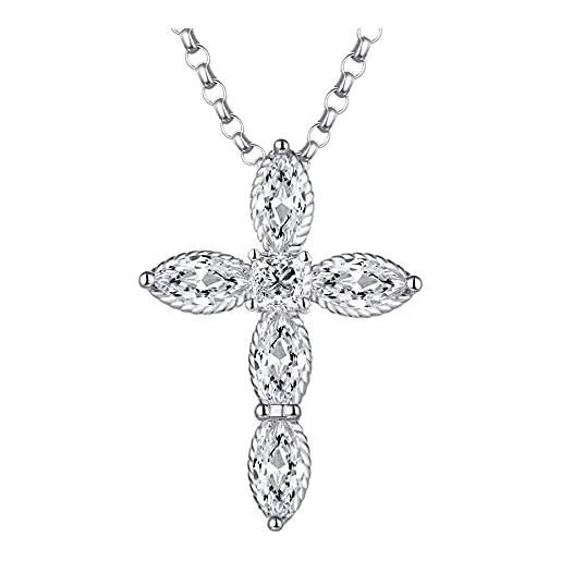 JO WISDOM collana croce argento 925 donna, ciondolo con catena crocifisso zirconia cubica 3a