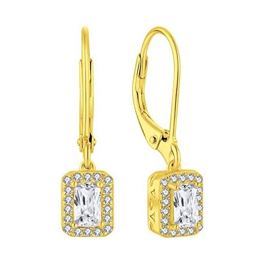 JO WISDOM orecchini pendenti argento 925 donna con 3 * 5mm 3a zirconia cubica con placcato in oro giallo, orecchini croce per le ragazze delle donne