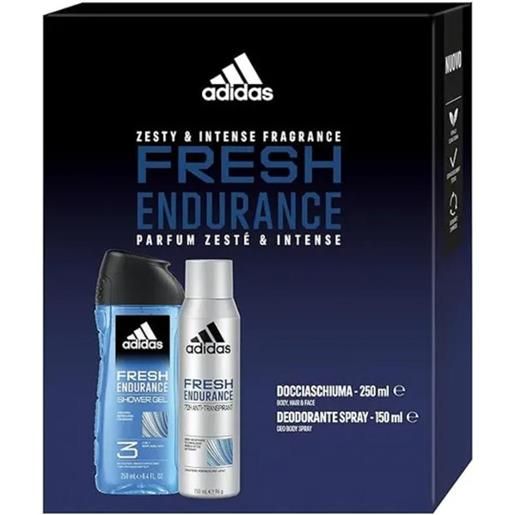 Adidas cofanetto fresh endurance deo spray 150ml + bagnoschiuma