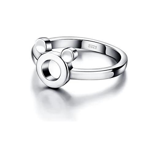 Dankadi anello topolino in argento 925, anello di cristallo in aaa zircone animale carino misura 44 47 49 52 54,5 57 59,5 mm regalo di gioielli di compleanno per donna ragazza giovane adolescente, 