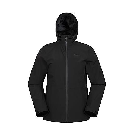 Mountain Warehouse giacca covert impermeabile da uomo - giacca antipioggia leggera, traspirante, con cuciture nastrate, cappuccio regolabile - ideale per i viaggi nero m