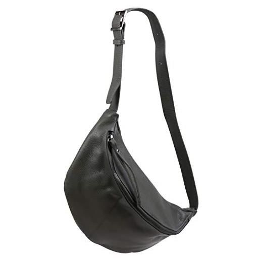 SH Leder fania g697 - borsa da donna in vera pelle a tracolla, unisex, per festival, viaggi, taglia media, 37 x 21 cm, grigio scuro, grande