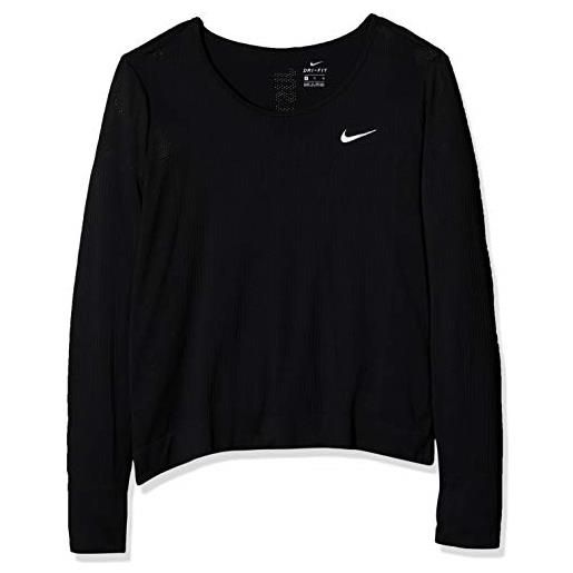 Nike infinite longsleeve, t-shirt donna, nero (black/reflective silv), (taglia produttore: large)