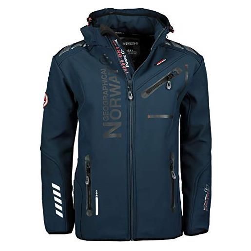 Geographical Norway royaute men - giacca cappuccio softshell impermeabile uomo - giacca vento tattica da esterno - escursionismo sci autunno inverno primavera (marino/nero xxl)
