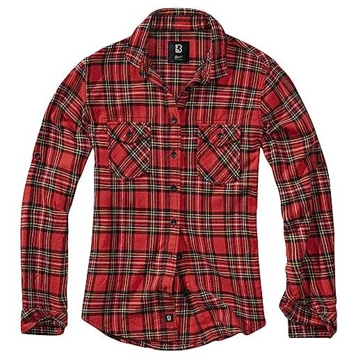 Brandit amy tartan flannel checkshirt donna camicia in flanella rosso/nero 4xl 100% cotone regular