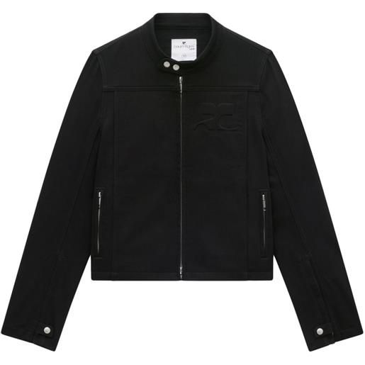 Courrèges giacca denim con zip - nero