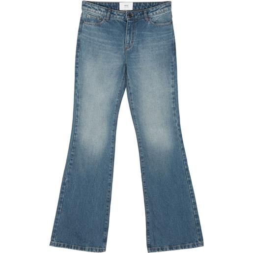 AMI Paris jeans svasati con applicazione logo - blu