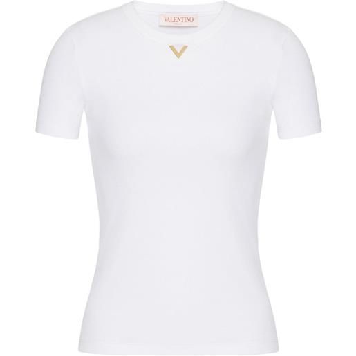 Valentino Garavani t-shirt vgold a coste - bianco