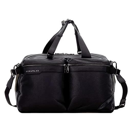 Scharlau borsa da viaggio merayo in pelle di colore nero, br10-l12bk, nero, handgepäck, bagaglio a mano