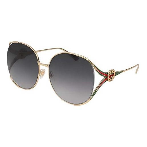 Gucci gg0225s 001 occhiali da sole, oro (1/grey), 63 donna