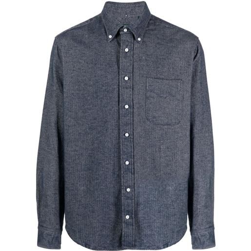 Gitman Vintage herringbone-pattern flannel shirt - blu