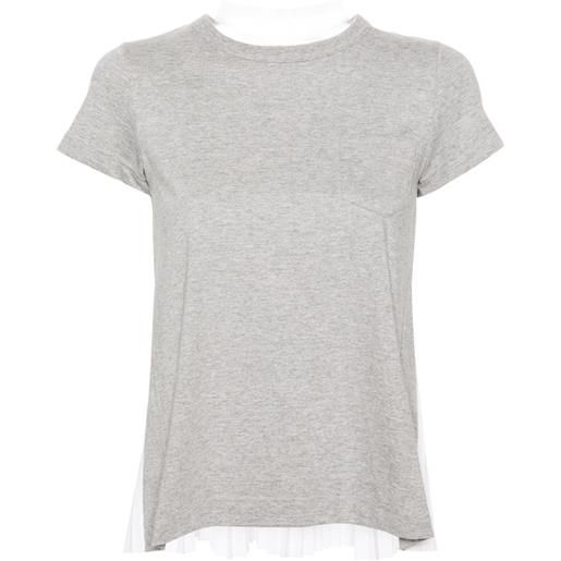 sacai t-shirt con design a pannelli - grigio