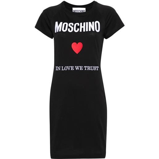 Moschino abito modello t-shirt con ricamo - nero