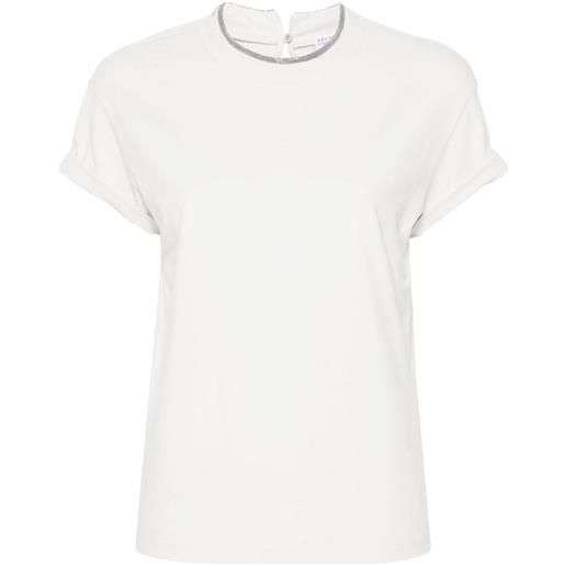 Brunello Cucinelli t-shirt con dettaglio di perline - grigio