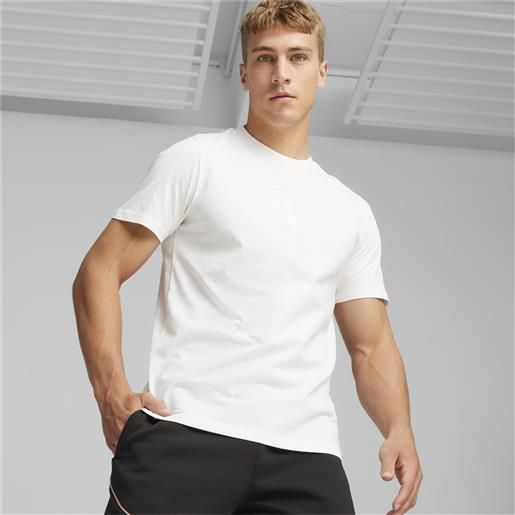 PUMA t-shirt tono su tono scuderia ferrari race big shield motorsport da, bianco/altro