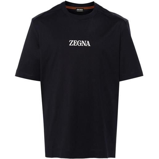 Zegna t-shirt con applicazione logo - blu