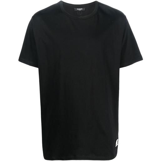 Balmain t-shirt girocollo con applicazione - nero