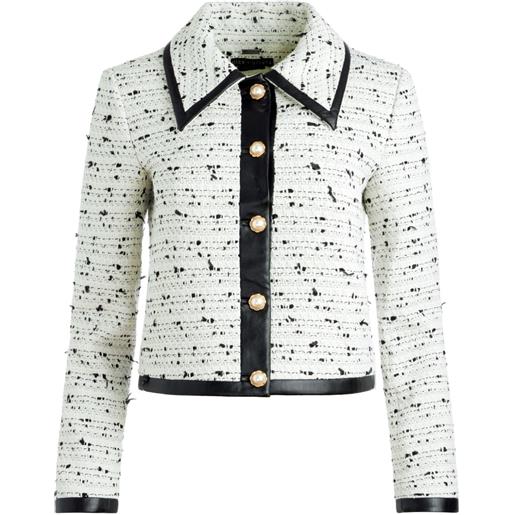 alice + olivia giacca crop in tweed - bianco