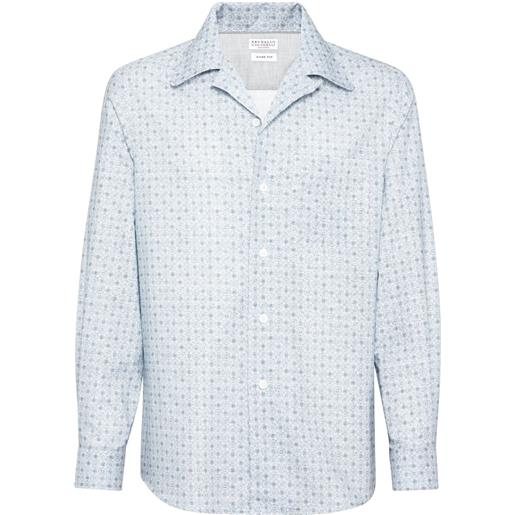 Brunello Cucinelli camicia con motivo geometrico - blu